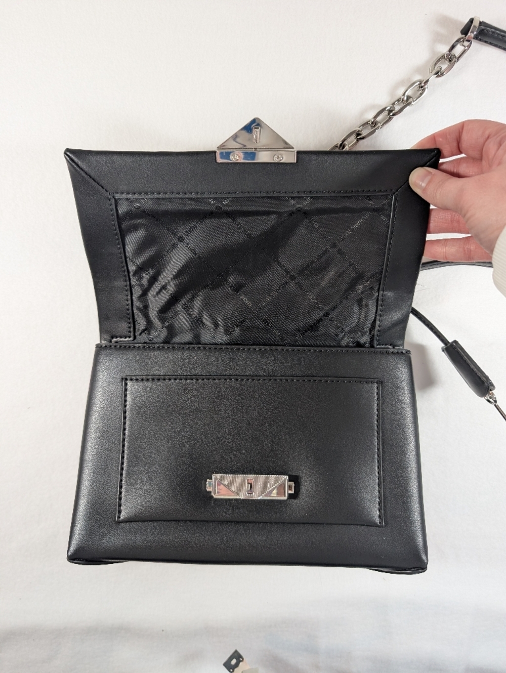 NWT‎ Michael Kors black and silver chain detail purse - Picture 5 of 10